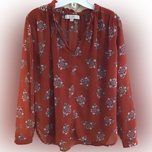 LOFT Sheer Floral Blouse Seasonless
